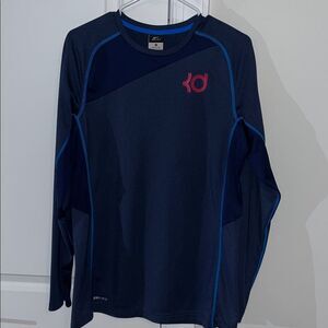 Nike dri fit nba big LS Polyester Logo T shirt M 🏀 KD Durant- Wow! Basketball